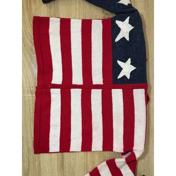 Mountain Lake Americana Flag Zip-Up Knit Cardigan Vintage 90s Patriotic 4th July - Picture 9 of 10